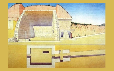 TA cut-away view of the tomb of ‘Meriones’, Knossos
