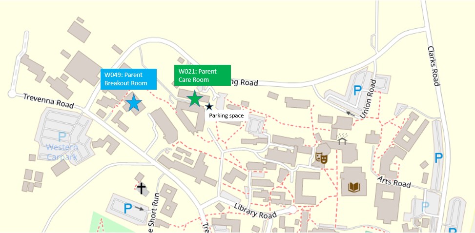 Map showing where the two rooms are located.