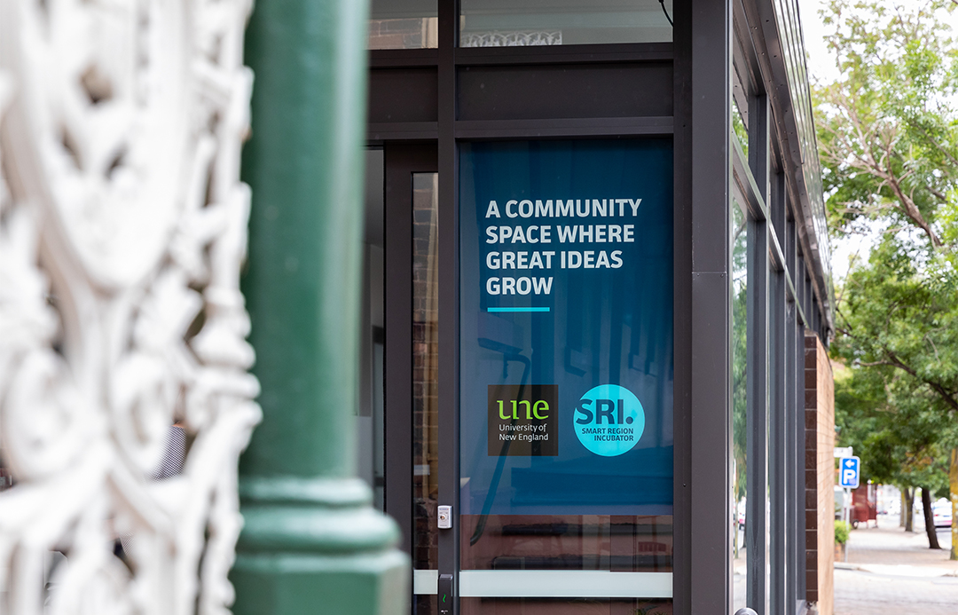 Entrance to the UNE Smart Region Incubator Armidale headquarters, NOVA.